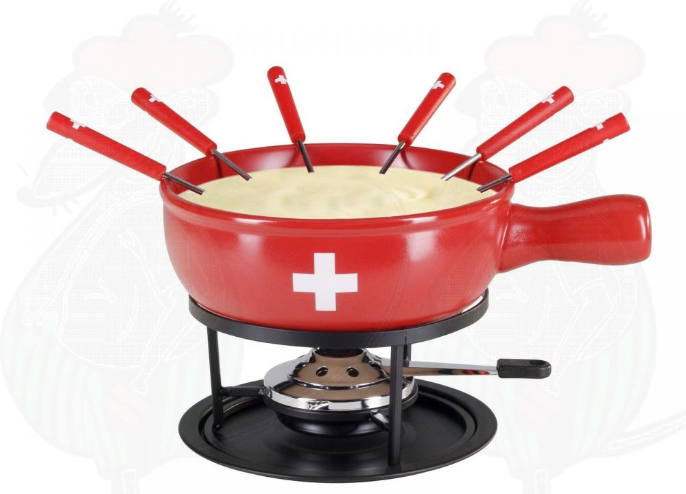 Order Online 9 part cheese fondue set Swiss Red