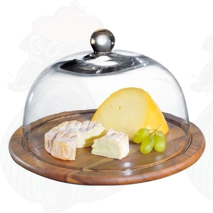 Cheese dome acacia wood with glass cover Ø 30 cm | Buy Online
