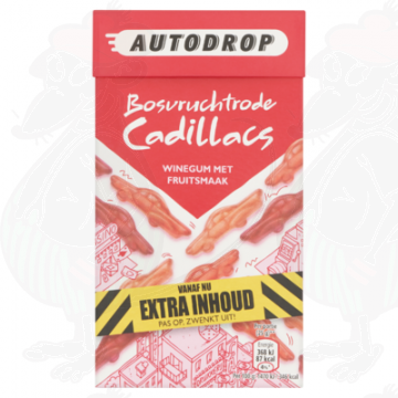 Autodrop Bosvruchtrode Cadillacs Winegum met Fruitsmaak 280g