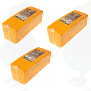 3 X Red Cheddar cheese - Mild - Block  | Together 7,5 kilo / 16.5 lbs