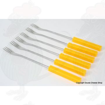 Cheese fondue forks - Cheese - yellow plastic handle, 6pcs