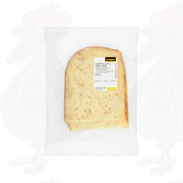 Sliced Farmers cheese Matured 30+ with cumin | 200 grams in slices
