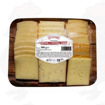 Natural * 3 Pepper Mix * Smoked | Raclette Cheese in Slices | 800g