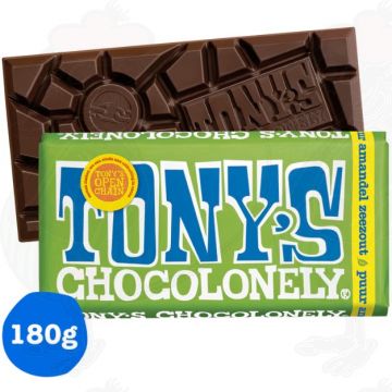 Tony's Chocolonely Almond Sea Salt Dark Chocolade reep 51% 180 g