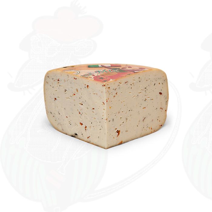 Tomato / Olive Herb Gouda Cheese | Premium Quality | Quarter of a cheese 2,1 kilo / 4.2 lbs main product photo