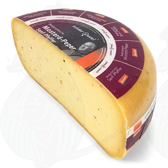 Mustard pepper Gouda Organic Biodynamic cheese - Demeter | Half a cheese 2,5 kilo / 5.5 lbs main product photo