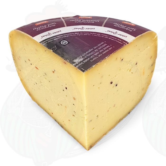 Mustard pepper Gouda Organic Biodynamic cheese - Demeter | Quarter of a cheese 1,3 kilo / 2.86 lbs main product photo