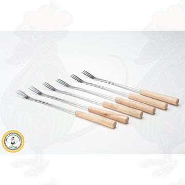 Fondue forks, set of 6, light wood