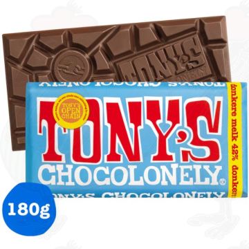 Tony's Chocolonely Dark Milk Chocolade Reep 42% 180 g